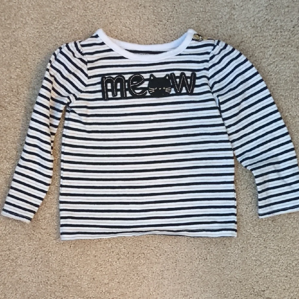 Gymboree Striped Long Sleeve Tee with Meow Design